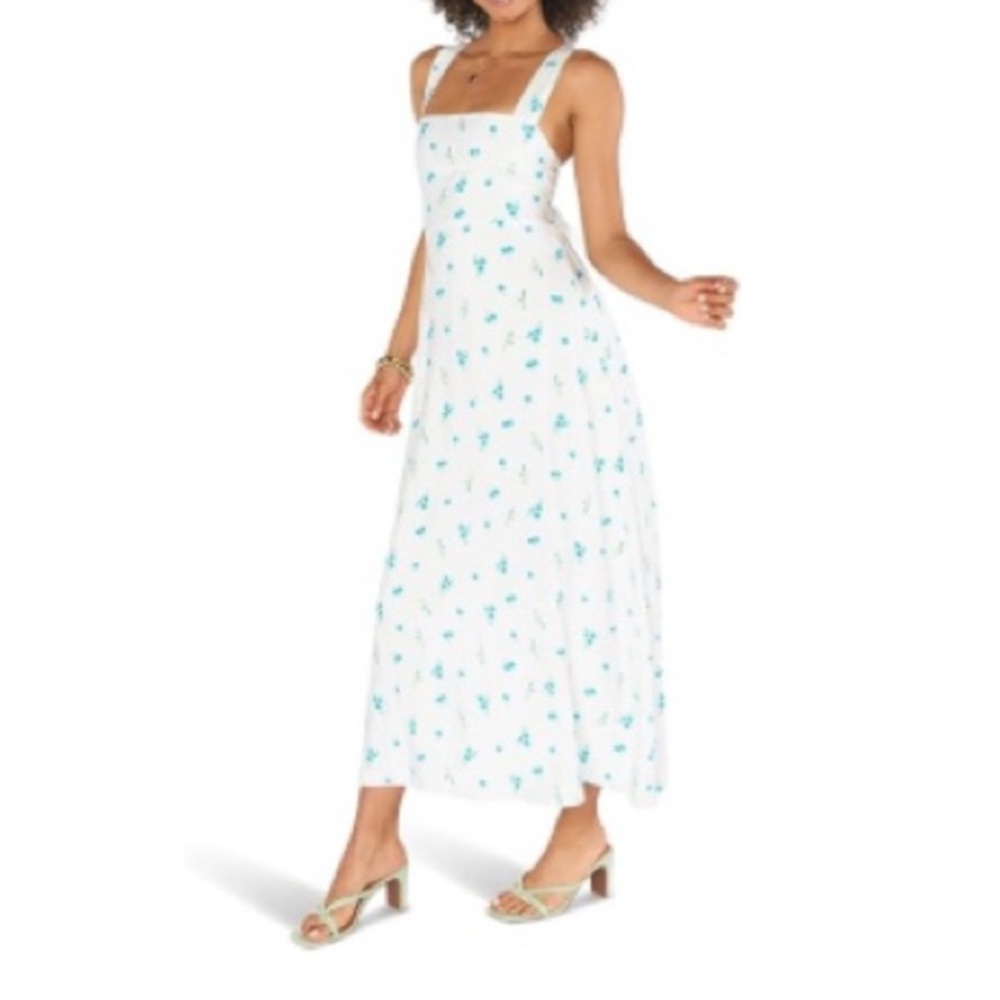Show Me Your MuMu White and Blue Floral Midi Dress